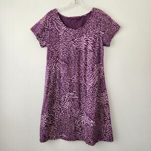 Fresh Produce T-Shirt Dress Women M Purple Abstract Cotton Beach Coastal Grandma